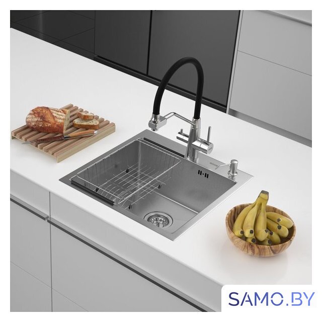 Кухонная мойка ARFEKA ECO AR мойка 500*500, коландер F, дозатор SATIN DECOR MILLET - Изображение №1 — Интернет-магазин samo.by