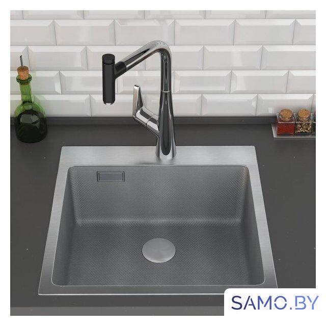 Кухонная мойка Roxen Snake 560220-50-S (50*48) сатин/текстурная поверхность (с коландером и дозатором) - Изображение №4 — Интернет-магазин samo.by