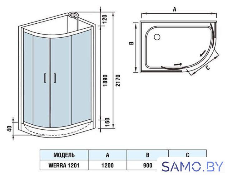 Душевая кабина WeltWasser WW500 Werra 1201 L - Изображение №12 — Интернет-магазин samo.by