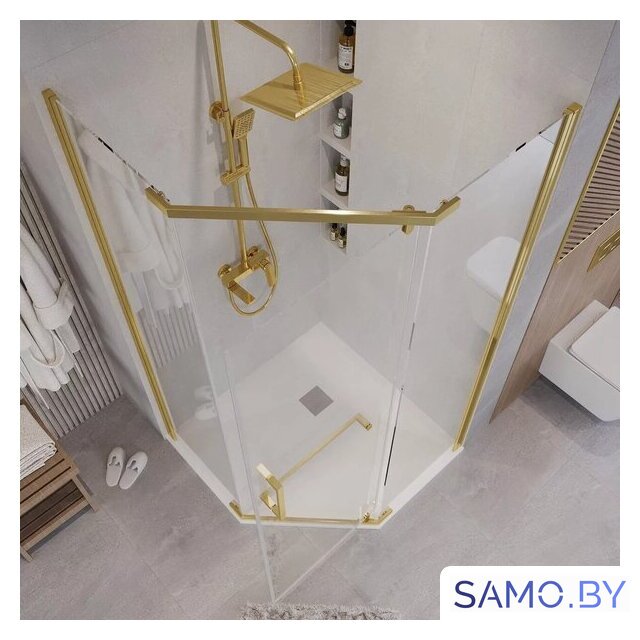 Душевой уголок Grossman Pragma 90x90x195 302.K33.03.9090.32.00 (золото сатин/прозрачное стекло) - Изображение №10 — Интернет-магазин samo.by
