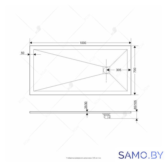 Душевой поддон RGW 16152713-01 70x130 - Изображение №3 — Интернет-магазин samo.by