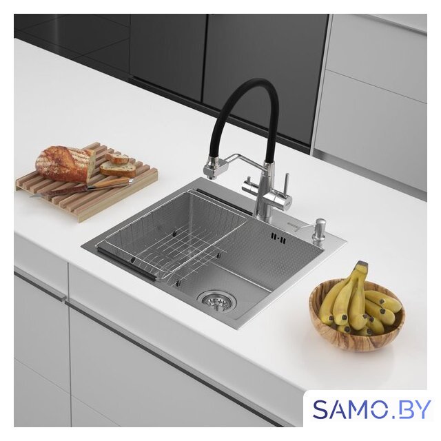 Кухонная мойка ARFEKA ECO AR мойка 500*500, коландер F, дозатор SATIN DECOR - Изображение №1 — Интернет-магазин samo.by