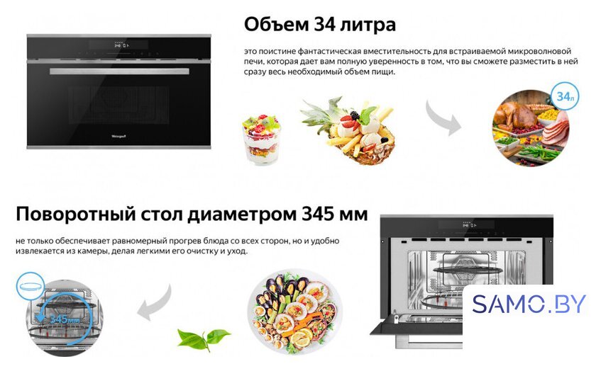 Микроволновая печь Weissgauff BMWO-349 DBSX Touch - Изображение №8 — Интернет-магазин samo.by