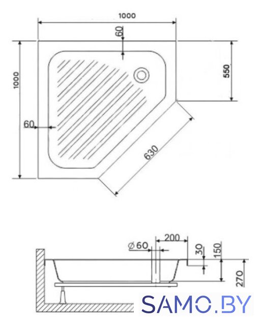 Душевой поддон RGW BT/CL-S 100x100 - Изображение №2 — Интернет-магазин samo.by