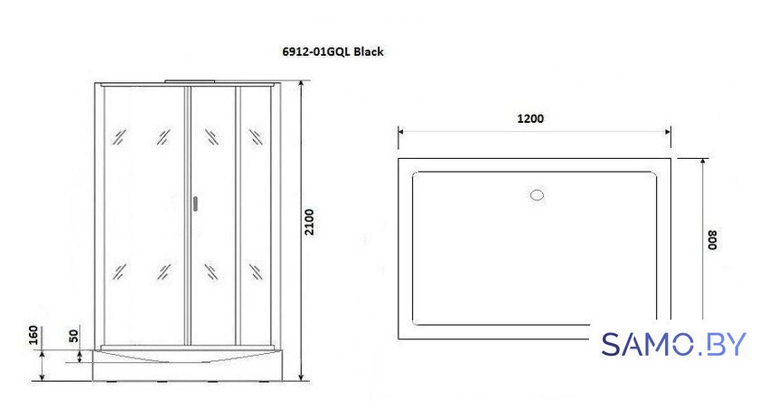 Душевая кабина Niagara NG-6912-01GQL BLACK 120x80x210 (тонированное стекло) - Изображение №3 — Интернет-магазин samo.by