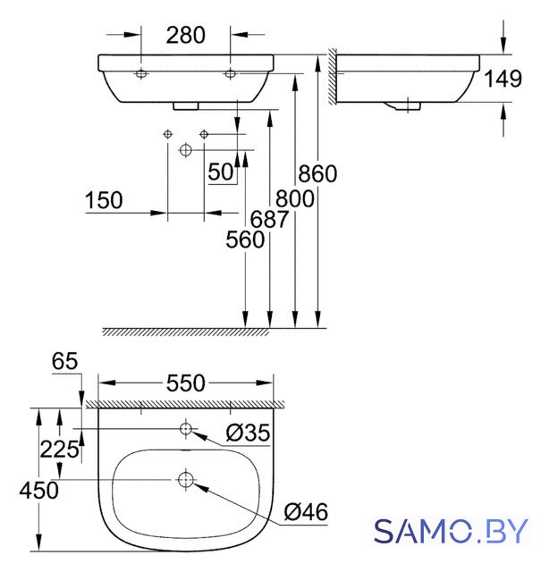 Умывальник Grohe 39336000 55x45 - Изображение №9 — Интернет-магазин samo.by