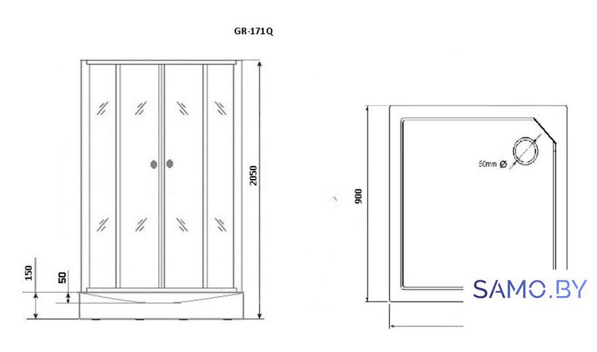 Душевая кабина Grossman GR171QL 90x90 - Изображение №2 — Интернет-магазин samo.by