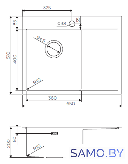 Кухонная мойка Omoikiri Akisame 65-IN-L 4973058 - Изображение №2 — Интернет-магазин samo.by