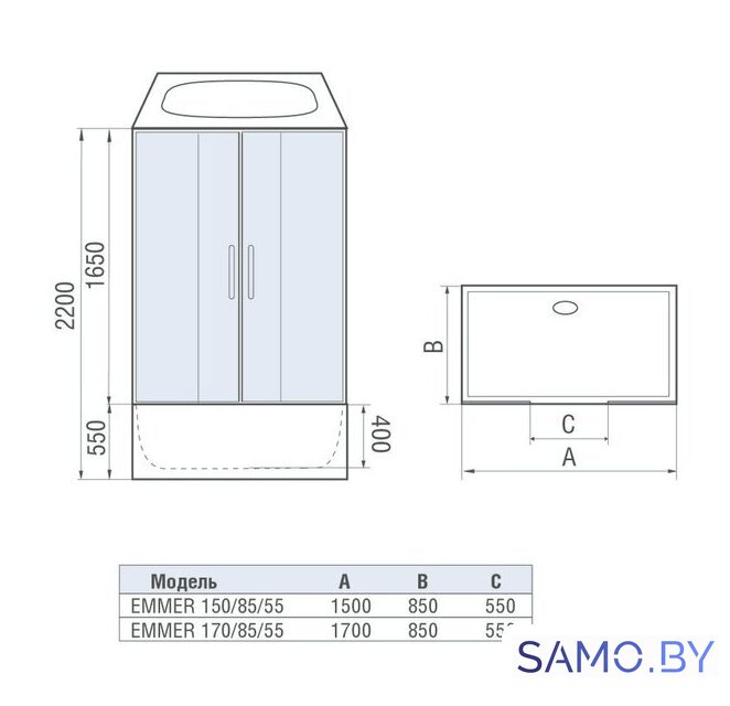 Душевая кабина WeltWasser WW500 Emmer 150/85/55 - Изображение №2 — Интернет-магазин samo.by