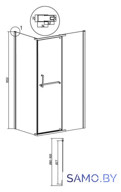 Душевая стенка Grossman Pragma 90x195 200.K33.03.90.10.02 (хром, стекло шиншилла) - Изображение №12 — Интернет-магазин samo.by