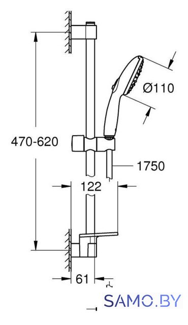 Душевой гарнитур  Grohe Tempesta 27600003 - Изображение №4 — Интернет-магазин samo.by