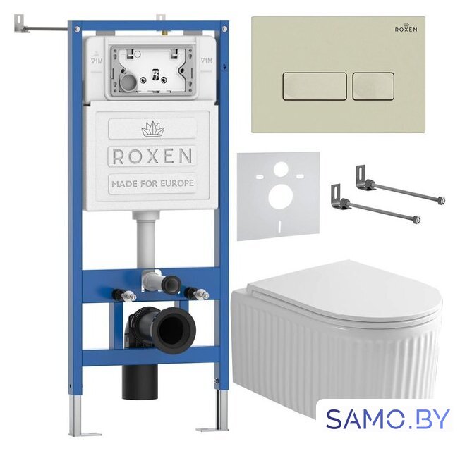 Унитаз подвесной Roxen Royal Matt в комплекте с инсталляцией StounFix Dual Fresh 6 в 1 968222 (кнопка: пастель бежевый) - Изображение №2 — Интернет-магазин samo.by