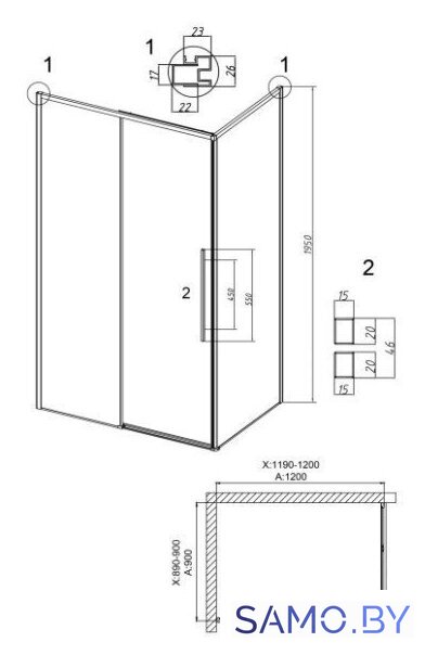 Душевой уголок Grossman Galaxy 120x90x195 120.K33.01.1290.21.02 (черный матовый/шиншилла стекло) - Изображение №10 — Интернет-магазин samo.by