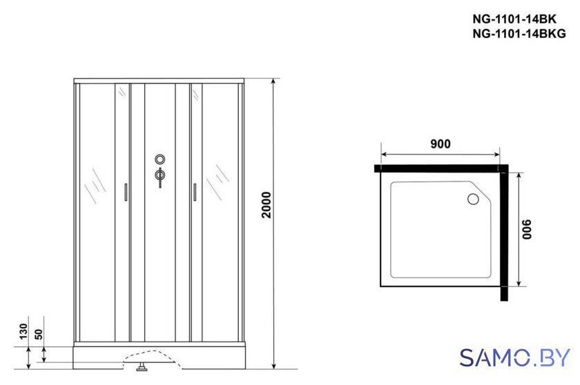 Душевая кабина Niagara NG-1101-14BK 90х90 - Изображение №3 — Интернет-магазин samo.by