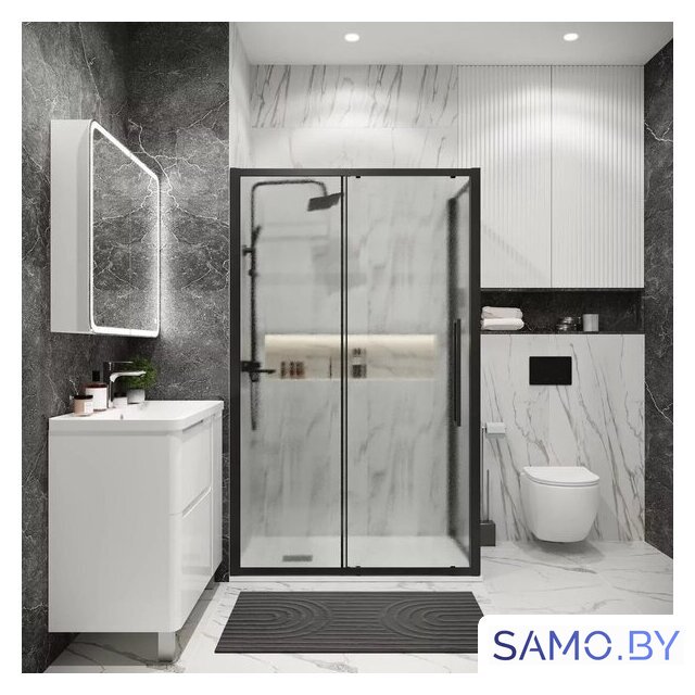 Душевой уголок Grossman Cosmo 100x80x195 120.K33.02.1080.21.02 (черный матовый/шиншилла стекло) - Изображение №8 — Интернет-магазин samo.by