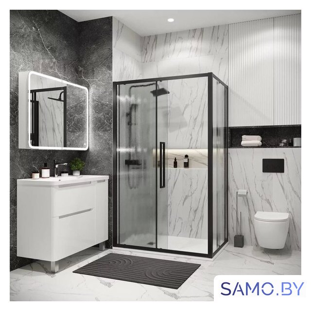 Душевой уголок Grossman Cosmo 100x80x195 120.K33.02.1080.21.02 (черный матовый/шиншилла стекло) - Изображение №7 — Интернет-магазин samo.by