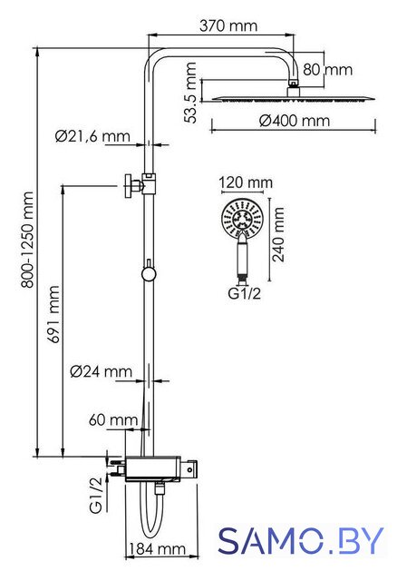 Душевая система  Wasserkraft A113.117.058.CH Thermo - Изображение №3 — Интернет-магазин samo.by