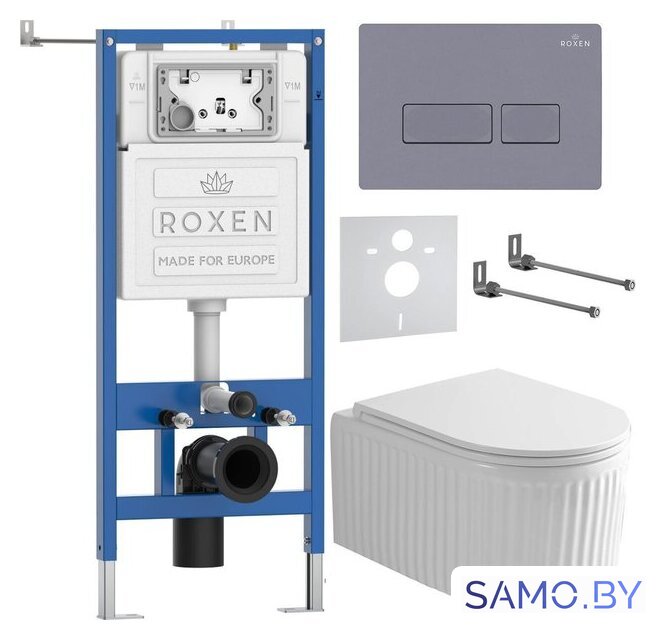 Унитаз подвесной Roxen Royal Matt в комплекте с инсталляцией StounFix Dual Fresh 6 в 1 968226 (кнопка: серый бетон) - Изображение №2 — Интернет-магазин samo.by