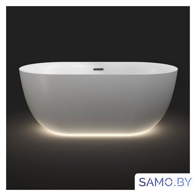 Ванна Wellsee Chic Riviera 170x76 23680503R (отдельностоящая ванна с подсветкой белый глянец, экран, ножки, сифон-автомат матовый черный) - Изображение №1 — Интернет-магазин samo.by