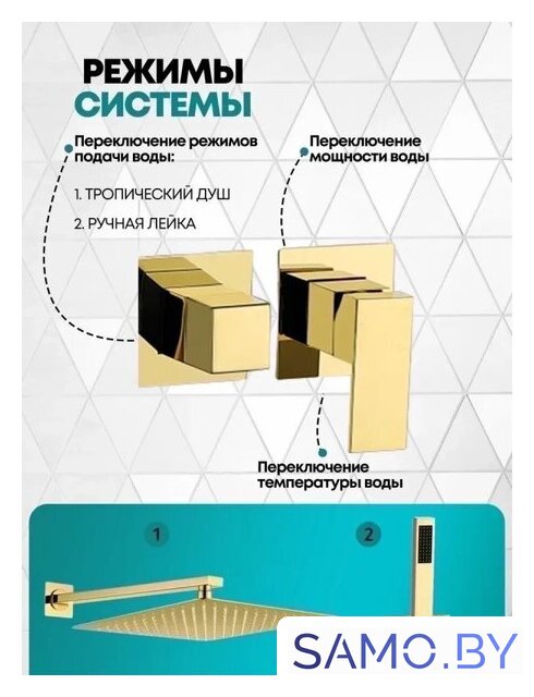 Душевая система  Grocenberg GB5080 (золото глянец) - Изображение №5 — Интернет-магазин samo.by