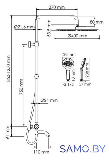Душевая система  Wasserkraft A188.117.101.087.CH Thermo - Изображение №3 — Интернет-магазин samo.by