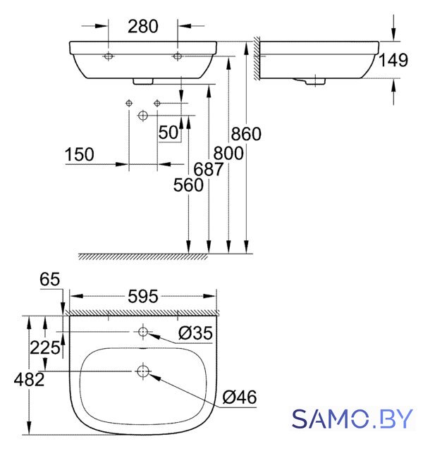 Умывальник Grohe 39335000 59.5x48.2 - Изображение №9 — Интернет-магазин samo.by