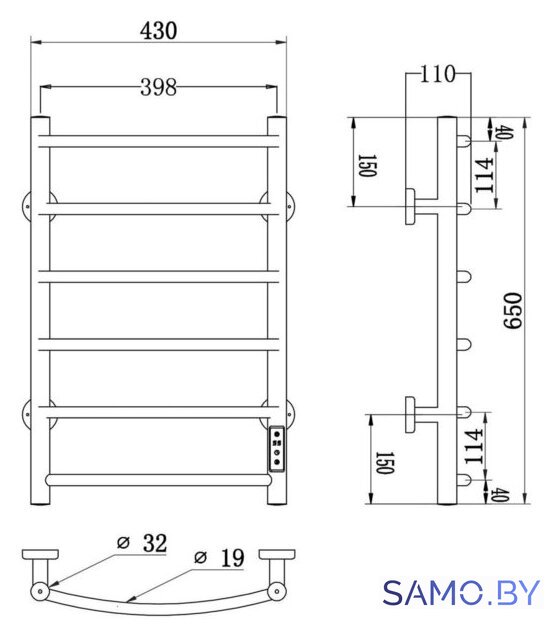 Полотенцесушитель Roxen Santi BK-109AW-6T 11030-4365B (черный) - Изображение №6 — Интернет-магазин samo.by