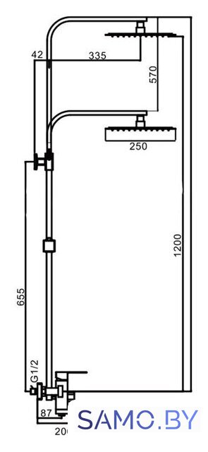 Душевая система  FRAP F24802 (хром) - Изображение №2 — Интернет-магазин samo.by