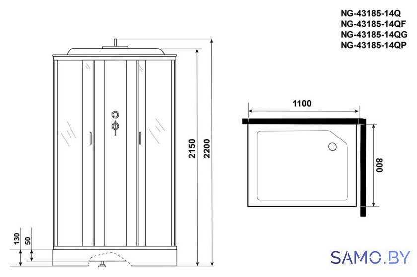 Душевая кабина Niagara NG-43185-14Q 110x80 - Изображение №3 — Интернет-магазин samo.by