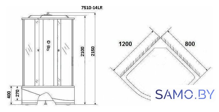 Душевая кабина Niagara NG-7510-14R 120x80 - Изображение №3 — Интернет-магазин samo.by