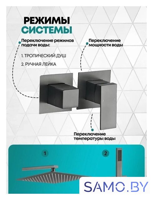 Душевая система  Grocenberg GB5080 (графит) - Изображение №5 — Интернет-магазин samo.by