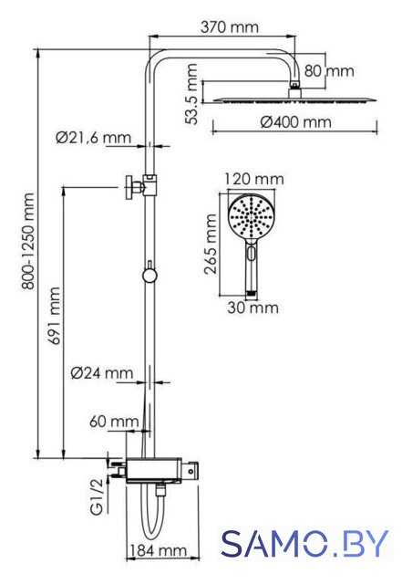 Душевая система  Wasserkraft A113.117.127.CH Thermo - Изображение №3 — Интернет-магазин samo.by