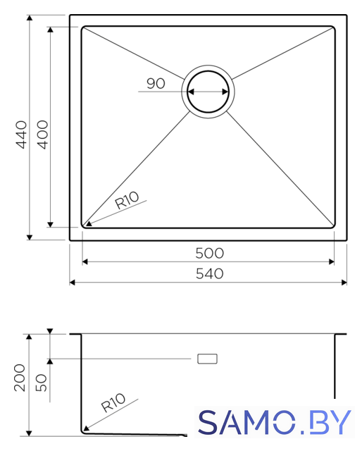 Кухонная мойка Omoikiri Taki 54-U/IF-GM 4973107 (вороненая сталь) - Изображение №2 — Интернет-магазин samo.by
