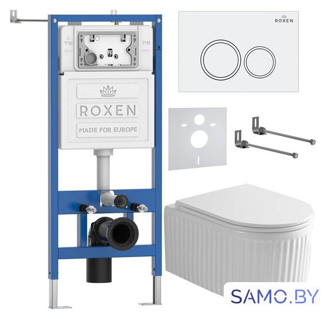 Унитаз подвесной Roxen Royal Matt в комплекте с инсталляцией StounFix Dual Fresh 6 в 1 968230 (кнопка: белый) - Изображение №2 — Интернет-магазин samo.by