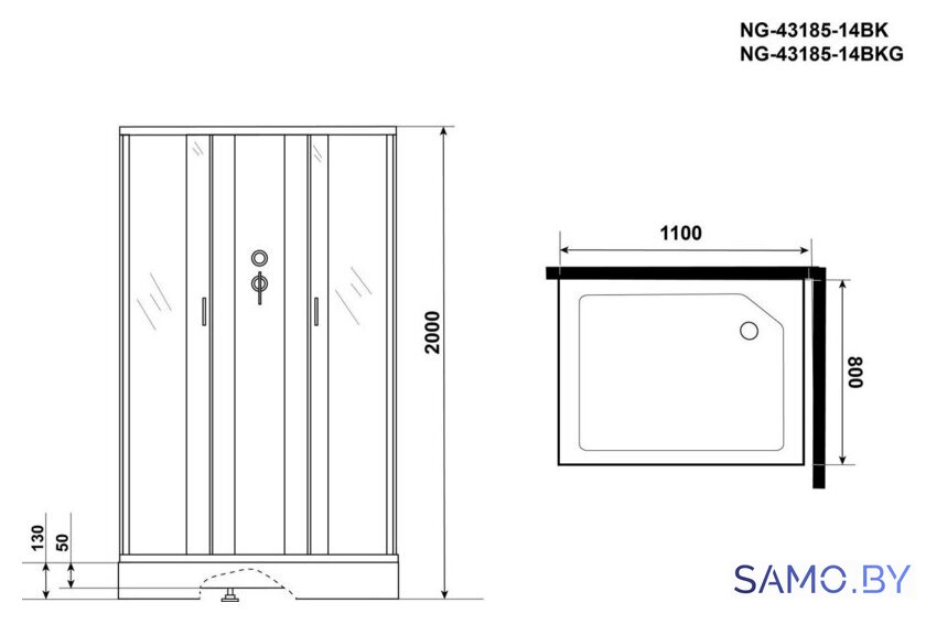 Душевая кабина Niagara NG-43185-14QBK 110x80 - Изображение №3 — Интернет-магазин samo.by