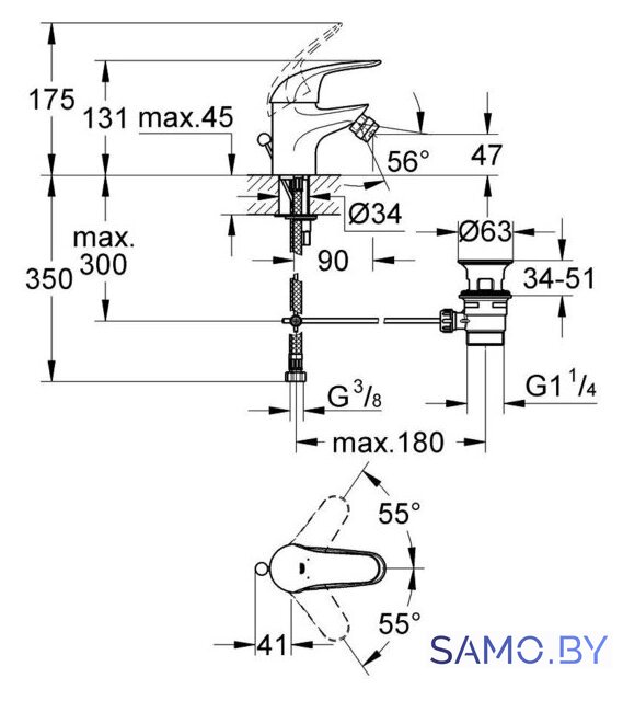 Смеситель Grohe Euroeco S-Size [23263000] - Изображение №2 — Интернет-магазин samo.by
