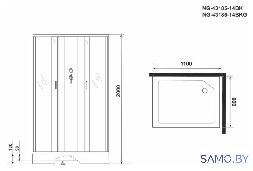 Душевая кабина Niagara NG-43185-14QBKG 110x80 - Изображение №4 — Интернет-магазин samo.by