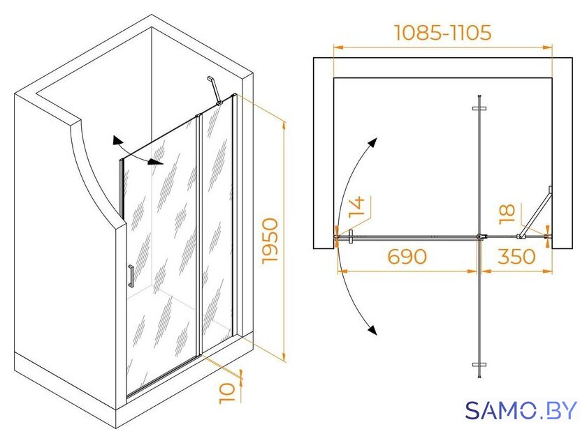 Душевая дверь RGW LE-004B 351200411-14 - Изображение №5 — Интернет-магазин samo.by
