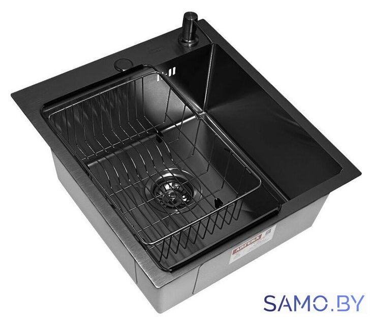 Кухонная мойка ARFEKA ECO AR мойка 450*500, коландер F, дозатор BLACK - Изображение №4 — Интернет-магазин samo.by
