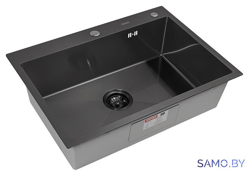 Кухонная мойка ARFEKA ECO AR 700*500 BLACK PVD NANO - Изображение №4 — Интернет-магазин samo.by