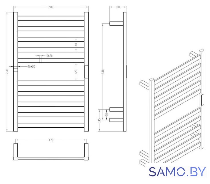Полотенцесушитель Roxen Plaza 11040-5079GM - Изображение №10 — Интернет-магазин samo.by
