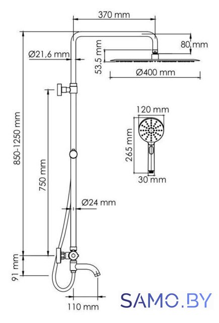 Душевая система  Wasserkraft A188.117.127.087.CH Thermo - Изображение №3 — Интернет-магазин samo.by