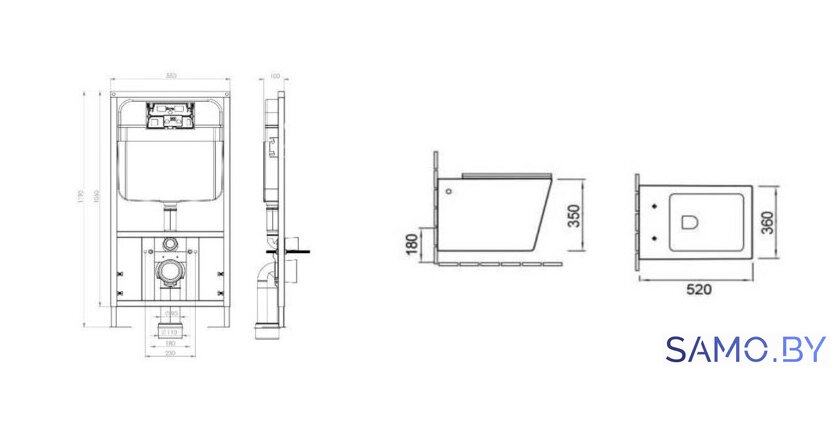 Унитаз подвесной SantiLine SL-5004MB + SL-04 - Изображение №2 — Интернет-магазин samo.by
