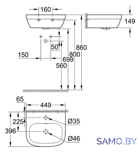 Умывальник Grohe 39324000 44.9x39.6 - Изображение №8 — Интернет-магазин samo.by