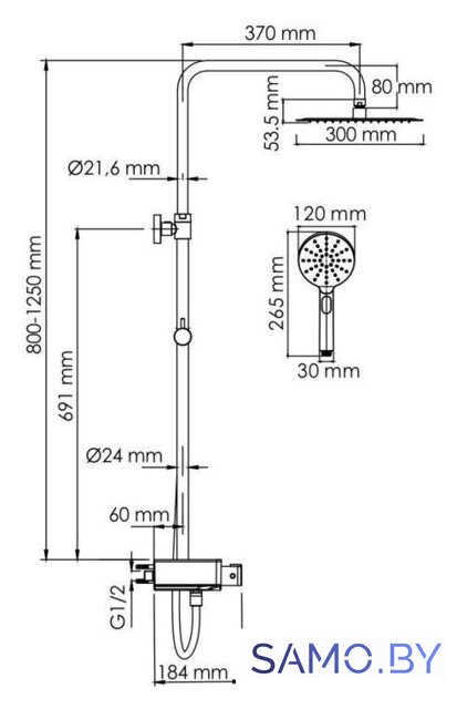 Душевая система  Wasserkraft A113.118.127.CH Thermo - Изображение №3 — Интернет-магазин samo.by