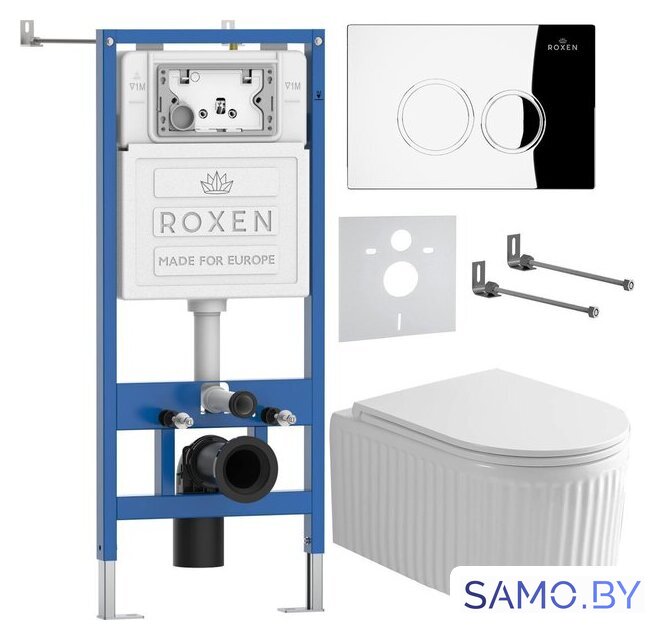 Унитаз подвесной Roxen Royal Matt в комплекте с инсталляцией StounFix Dual Fresh 6 в 1 968245 (кнопка: хром глянцевый) - Изображение №2 — Интернет-магазин samo.by