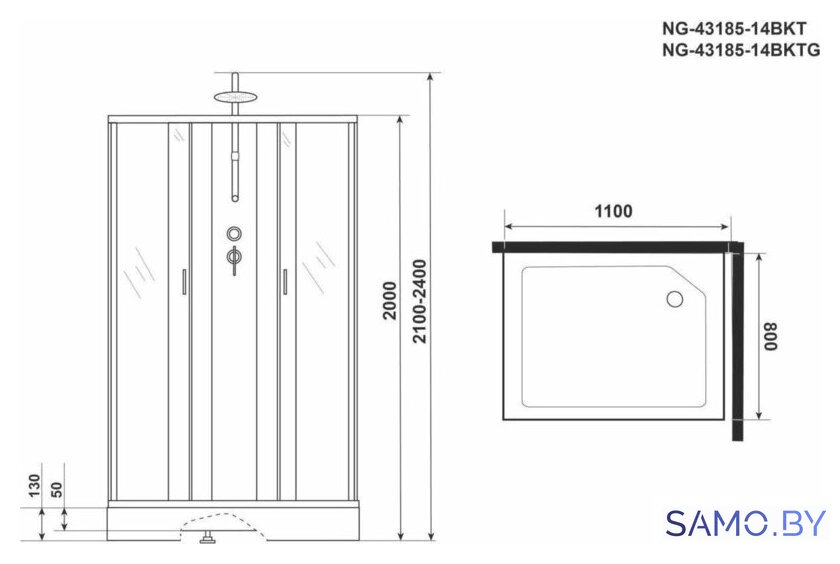 Душевая кабина Niagara NG-43185-14QBKT 110x80 - Изображение №5 — Интернет-магазин samo.by