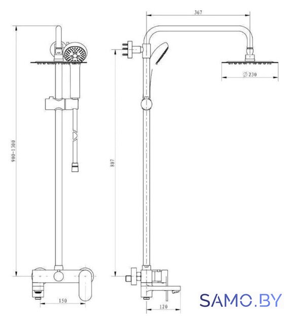 Душевая система  Grocenberg GB7011 (никель) - Изображение №5 — Интернет-магазин samo.by