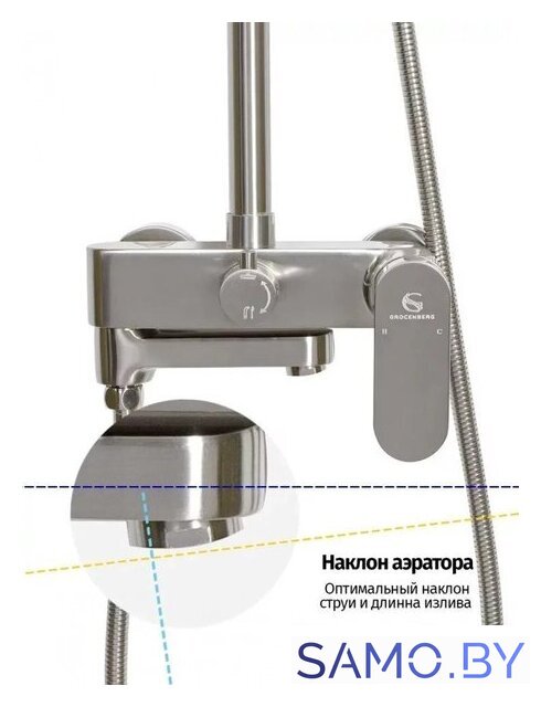 Душевая система  Grocenberg GB7011 (никель) - Изображение №4 — Интернет-магазин samo.by