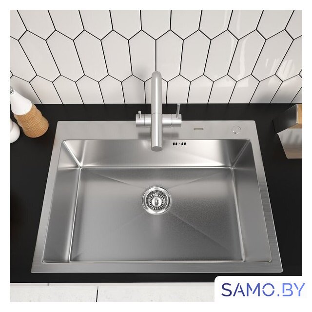 Кухонная мойка ARFEKA ECO AR 700*500 SATIN DECOR VOLCANIC ROCK - Изображение №2 — Интернет-магазин samo.by